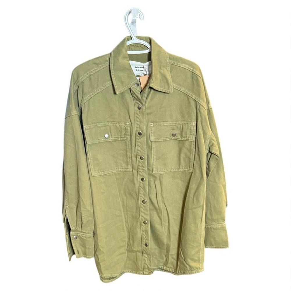 Reformation Ace Oversized Shirt Jacket Olive Green Dried Herbs XS NWT! - Picture 4 of 5